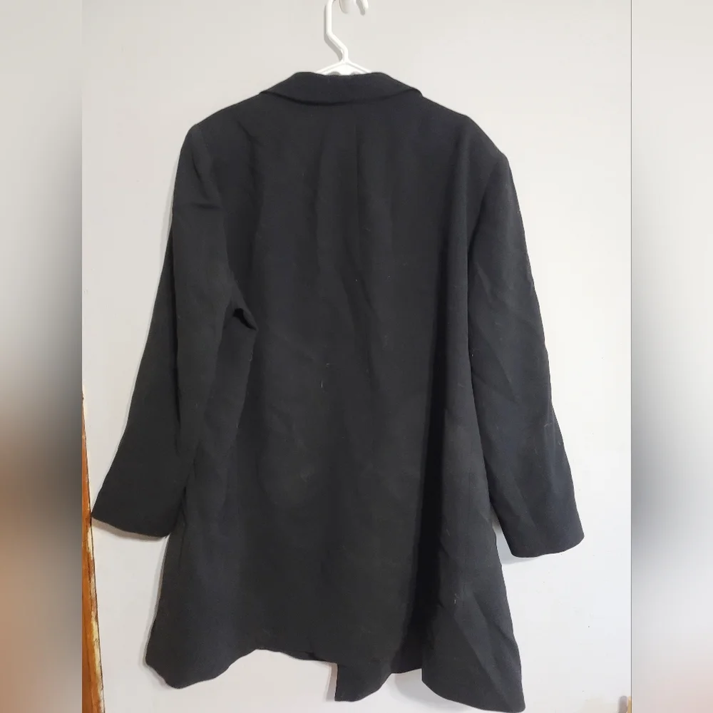 Lafayette‎ 148 Black Trench Coat Size 3X Jacket Pockets Open Blazer - Picture 3 of 5